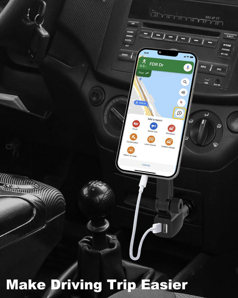 MagSafe Car Mount Cigarette Lighter, Dual USB Charger, Magnetic Phone Holder for iPhone 16/15/14/13/12