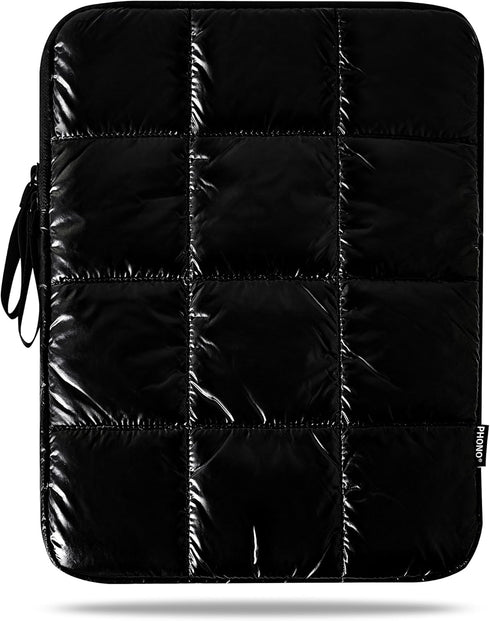 Puffy Laptop Sleeve 13 Inch Black, Waterproof Carrying Case Bag for Women, Compatible with MacBook Pro 12, iPad Pro 12.9