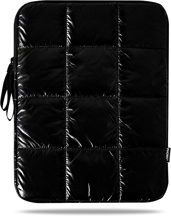 Puffy Laptop Sleeve 13 Inch Black, Waterproof Carrying Case Bag for Women, Compatible with MacBook Pro 12, iPad Pro 12.9
