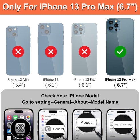 iCoverCase iPhone 13 Pro Max Wallet Phone Case, RFID Blocking PU Leather with Card Holder, 6.7 Inch (Heart Black)