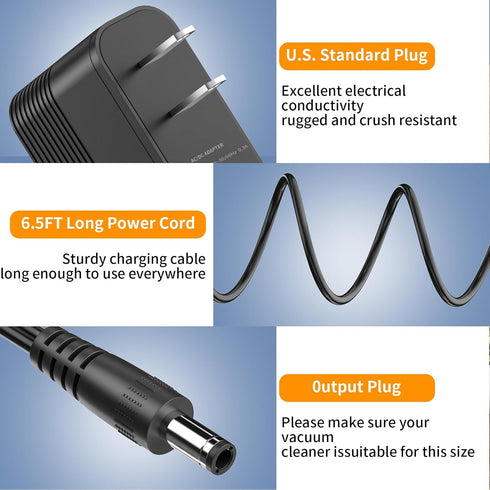26V Power Cord for Moosoo M X6 XL618 XL618A K17, GeeMo G201 Ultra-Light Cordless Stick Vacuum Charger Adapter
