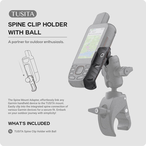 TUSITA 1" Mounts Spine Clip Holder with B Size Ball Compatible with Garmin Handheld GPS Devices