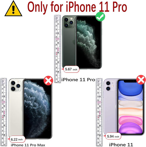 MONASAY Wallet Case for iPhone 11 Pro, 5.8-inch, Flip Folio Leather Cover with Glass Screen Protector and RFID Blocking