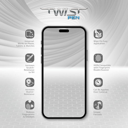 TWIST PEN Liquid Glass Screen Protector - Nano Protection for Phones, Tablets, Smart Watches - Scratch & Crack