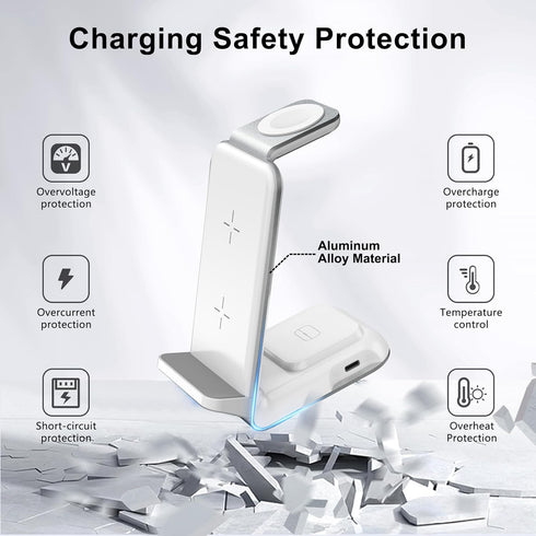 Wireless Charging Station for Samsung - Fast Charging Wireless Charger for Galaxy S23 Ultra/S23/S23+/Z Flip/Fold 5/4/3,