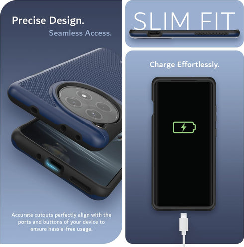 TUDIA DualShield Grip Case for OnePlus 12R 5G (2024) - Military Grade, Slim, Shockproof, Heavy Duty - Indigo Blue