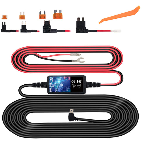 Dash Cam Hardwire Kit, Micro USB Hard Wire Kit for Dashcam, 12V-24V to 5V Car Charger Power Cord, 11.5ft