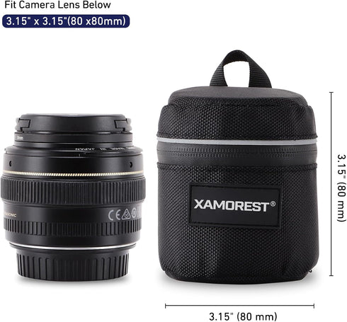 Camera Lens Bag Compatible with Canon EF 24mm f/2.8, EF 50mm f/1.8, Nikon 35mm f/1.8G, and Other Lenses Below 3.15"