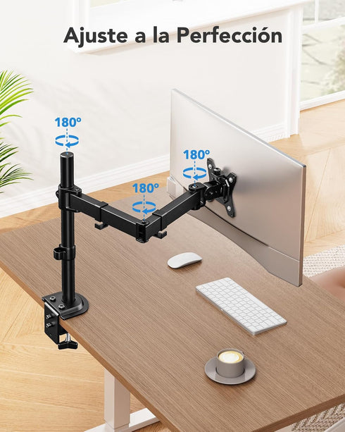 HUANUO 13-32 17.6 lbs, 16 Grommet 75x75mm 100x100mm Single Monitor Mount, Monitor Arm for Monitors up to Adjustable