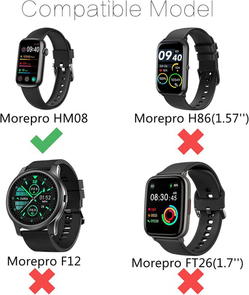 Watch Band Compatible for MorePro HM08 Fitness Tracker Watch Bands, Replacement Metal Strap for MorePro HM08 Smart Watche Wristband Adjustable Stainless Steel Loop