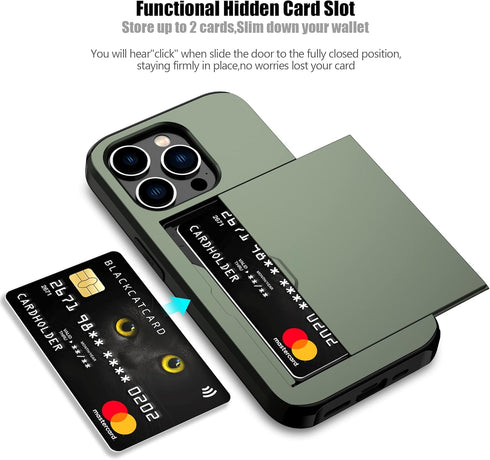Nvollnoe iPhone 15 Pro Case with Card Holder, Heavy Duty Protective Dual Layer Shockproof Wallet Cover