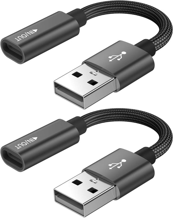 USB C Female to USB Male Adapter (2-Pack), Type C to USB A Charger Cable Adapter for iPhone 14 13 12 11 Pro Max