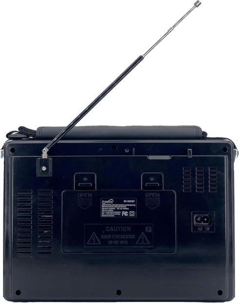 Supersonic SC-1097BT Portable 3 Band Radio with Bluetooth, Flashlight, MP3 Playback