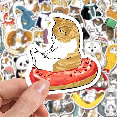 Cute Cat Stickers | 100 PCS | Vinyl Waterproof Stickers for Laptop, Guitar, Motorcycle, Bike, Skateboard, Phone