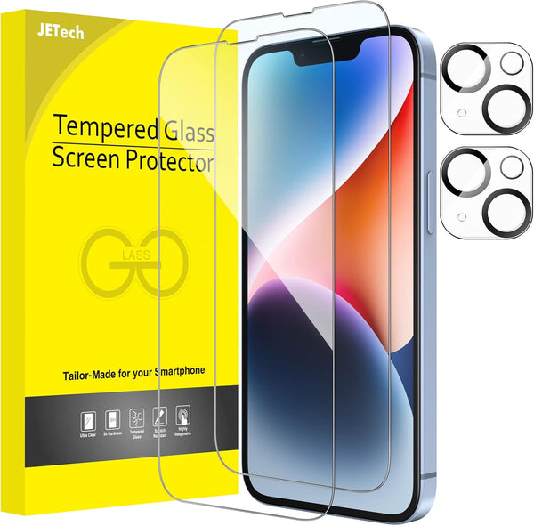 JETech Full Coverage Screen Protector for iPhone 14 Plus 6.7-Inch with Camera Lens Protector, 2-Pack