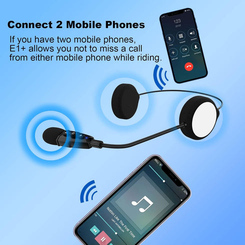 EJEAS E1+ Motorcycle Helmet Bluetooth Headset, Bluetooth 5.1 Speaker with Noise Reduction and Auto Answering Call,