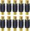 10 Pack Audio Video Gold RCA Female to Female Coupler Connector Adapters, Gold Plated for Phono, Speaker, RCA Cable