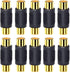 10 Pack Audio Video Gold RCA Female to Female Coupler Connector Adapters, Gold Plated for Phono, Speaker, RCA Cable