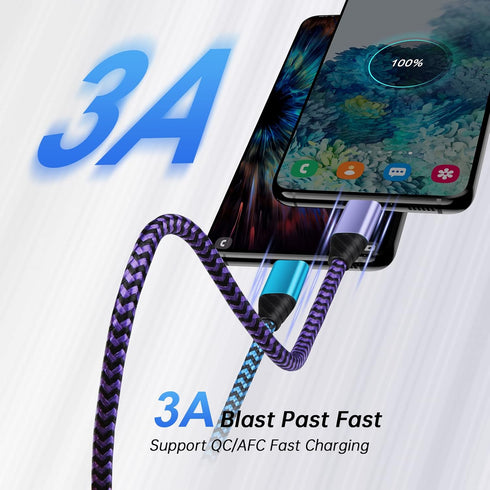 Android Auto USB C Cable Type C Charger USB Data Transfer Cable Fast Charging for Samsung Galaxy A15 5G/A35/S24 Ultra/S24 Plus/S23FE/S23 S22 Ultra/A55/A54/A53/A14/A13/A03S/S21FE/S20/Note 10, 3FT 2Pack