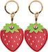 Leather Keychain Case Holder - Compatible with Apple AirTag, Anti-Scratch Protective Cover (Two Strawberry)
