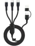 100W Multi 3 in 2 Fast Charging Cable 10FT, Black Long Nylon Braided, USB A/C to USB-C Lightning Micro Connectors for
