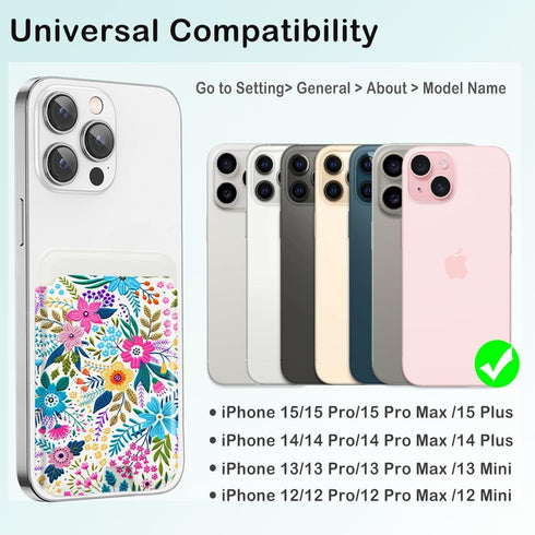 Slim Leather Magnetic Phone Wallet for iPhone 15/14/13/12 Mini/Plus/Pro/Pro Max, Stick on Credit Card Holder, Fit 3