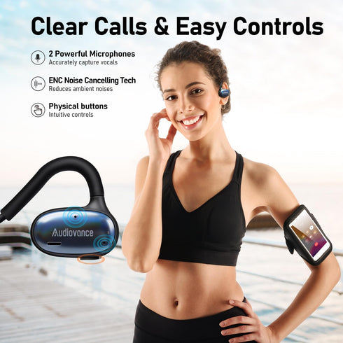 OpenComfy CF202 Next-Gen Running Headphones - Wireless Bluetooth Open Ear Headphones for Sports Gym Workout