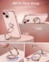 Bling Luxury Heart Case for iPhone 13 Mini - Pink, with Double Ring Kickstand, Protective Case for Women & Girls.