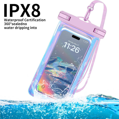 4 Pack Iridescence Universal Waterproof Phone Pouch, Large Phone Waterproof Case Dry Bag for Apple iPhone, Samsung, up