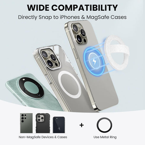 STEZHOU 12 Magnetic Silicone Ring Grip Phone Holder, Loop Grip, Compatible with Magsafe for iPhone Series (White