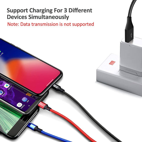 3 Pack 3 in 1 Nylon Braided Multifunction USB Charging Cable Set, Fast Charger Cords for Home, Office, Car.
