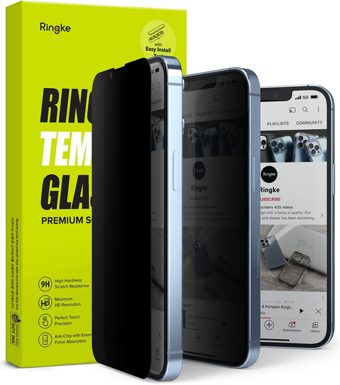 Ringke Privacy Glass Anti-Spy Screen Protector for iPhone 14, 6.1" Full-Coverage Tempered Glass.