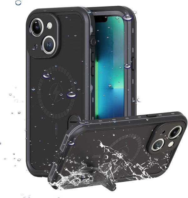 Compatible iPhone 13 Waterproof Case, Magnetic Case with Built-in Screen Protector, Full Body Rugged Military Grade
