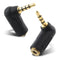 Cable Matters 2-Pack TRRS Right Angle 3.5mm Adapter, 90 Degree Audio Adapter in Black.