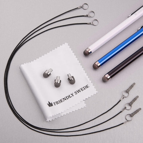 The Friendly Swede Micro-Knit Mesh Tip Capacitive Stylus Pens for Touch Screens - Stylus Pen for iPad, iPhone (3 Pack)