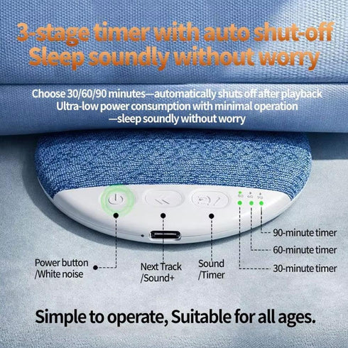 Vimilove 2026 New Sleep Pillow Speaker, Bluetooth Pillow Speaker with White Noise Timer Wireless Sleep Aid with Stereo