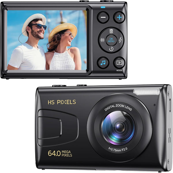 KANORLEEY 4K Digital Camera Without SD Cards-64MP Vlogging Camera for YouTube,2.8" IPS Screen,Auto