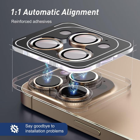 Jeluse 3X2 Pack Camera Lens Protector for iPhone 16 Pro Max/16 Pro/14 Pro Max/14 Pro, 9H Tempered Glass Cover with