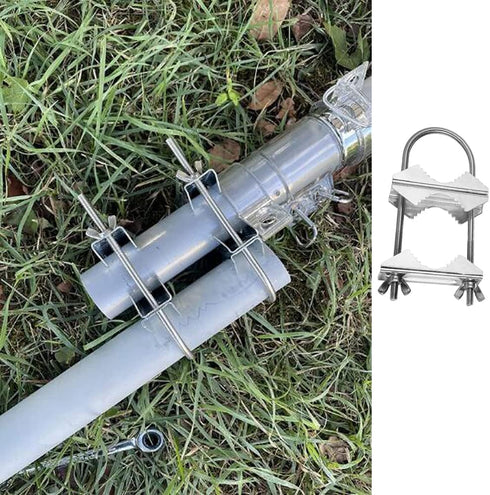 Double Antenna Mast Clamp Heavy Duty Pole to Pole Mounting Kit - V Jaw Block with U-Bolt for TV, CB, Ham Antenna