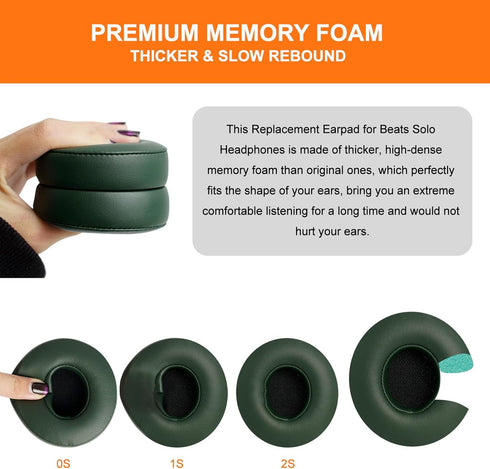 GVOEARS Ear Pad Replacement for Solo 2/3, Cushions for Beats Solo 2/3 Wired Wireless Headphones with Soft Leather Noise