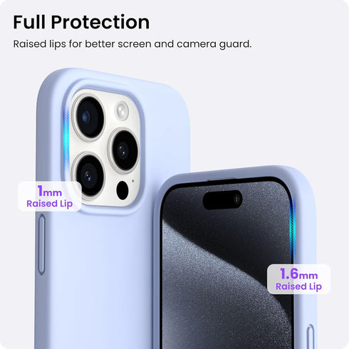 ORNARTO iPhone 15 Pro Case 6.1" - Baby Blue, Shockproof Liquid Silicone, 3 Layers, Soft Gel Rubber, Anti-Scratch Lining.