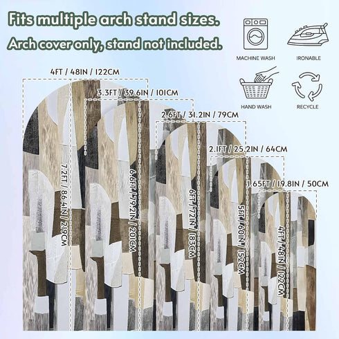 Jnbasdffb 7.2 Abstract Gray Brown Wedding Arch Cover, Stretchy Spandex Arch Backdrop Stand Covers FT, Oil Painting