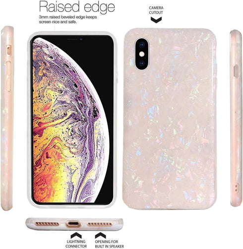 J.west iPhone Xs Max Case, Luxury Opal Sparkle Bling Design, Crystal Clear Soft TPU Silicone Cover for Girls