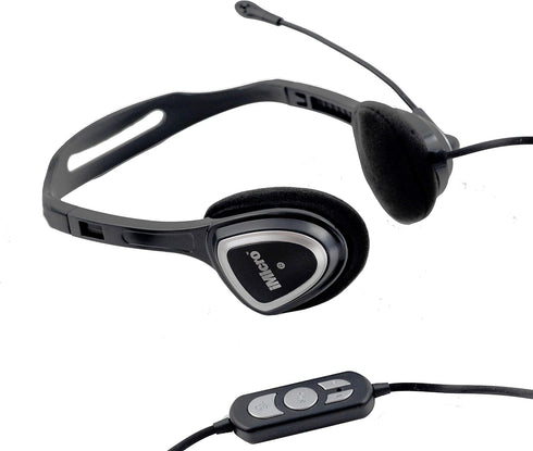 Im320 USB Headset with Adjustable Microphone Noise Cancelling, Wired Headphone for PC, Laptop,Black