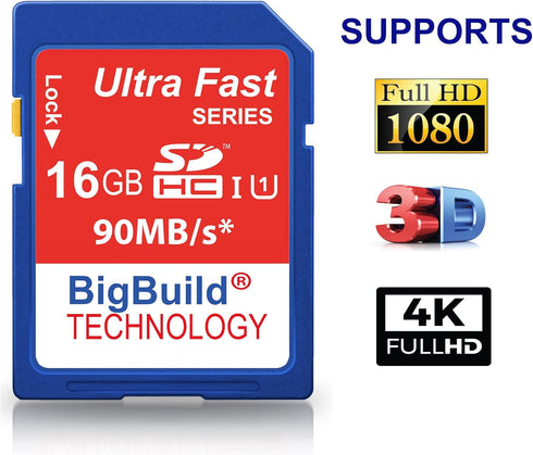 16GB Ultra Fast 90MB/s Memory Card for Canon Digital IXUS 185 Camera, Class 10 SD SDHC