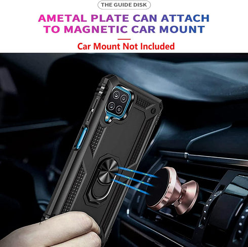 STARSHOP Compatible Samsung Galaxy A42 5G Phone Case Cover with Tempered Glass Screen Protector, Black