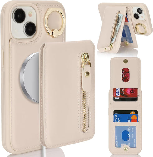 DEYHU 13 2-in-1 Apple13 for iPhone Phone case with Card Holder with Compatible magsafe Magnetic, Key Chain PU Leather