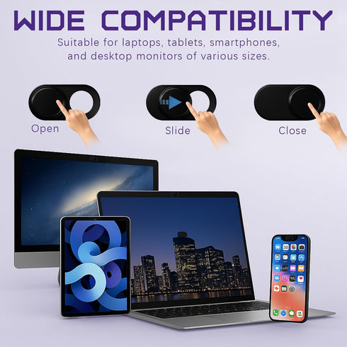 Brvlsoc (3-Pack) Webcam Cover Slide Ultra-Thin Metal Privacy Cover for Laptop, MacBook, iMac, iPad, PC & iPhone Black