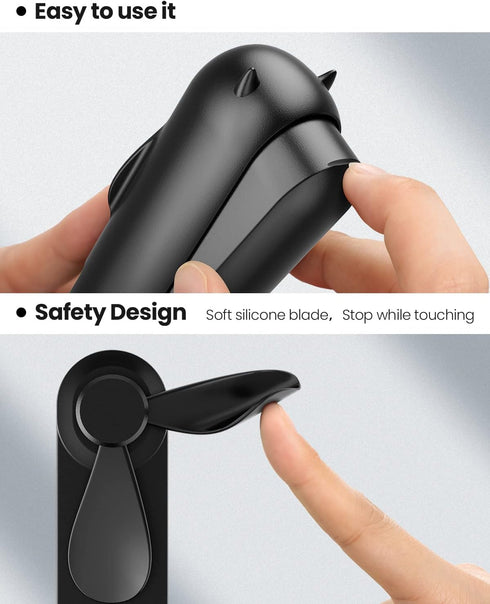 Gaiatop Portable Hand Held Fan, USB Rechargeable 2000mAh Battery, Foldable Mini Eyelash Fan for Girls, Travel (Black)