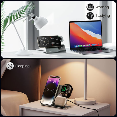 3 in 1 Magnetic Wireless Charging Station, 15W Aluminum Alloy Charger for iPhone 16/15/14/13/12 Series with 20W Adapter